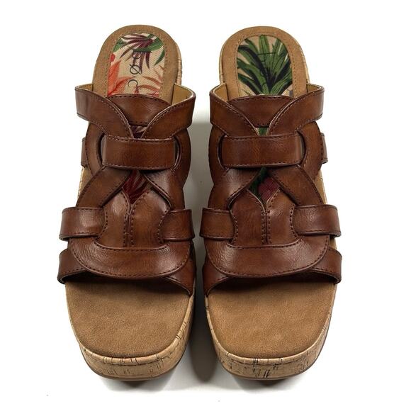 Born BOC Cora Sandal Womens 10M Brown Vegan Leather Wedge Platform Slide New - Picture 2 of 10